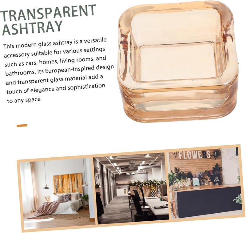 صحن رماد من الزجاج الكهرماني بتصميم أوروبي أنيق، محمول للمنزل والمكتب والسيارة والفسحة - Image 3